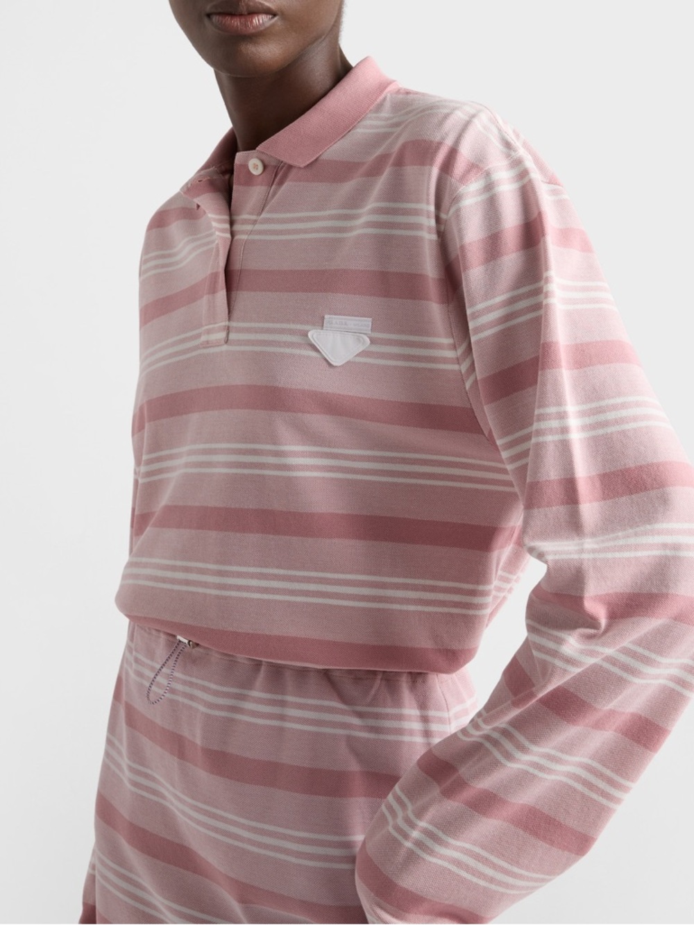 Prada Long-sleeved striped piqué polo shirt - Picture 2 of 5